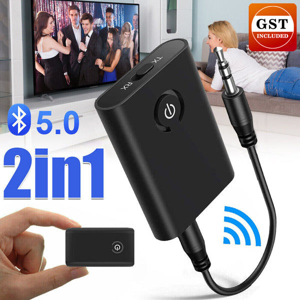 1/2X Bluetooth 5.0 Transmitter Receiver 2 in 1 Wireless Audio Aux Adapter 3.5mm