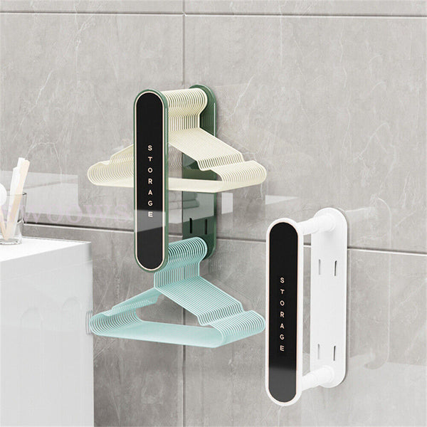 Wall Mount Clothes Hanger Foldable Organizer Retractable Drying Rack Hook Holder