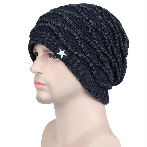 Men Knitted Thermal for Slouch Beanie Hat Winter Fleece Lined Warm Skull Ski Cap