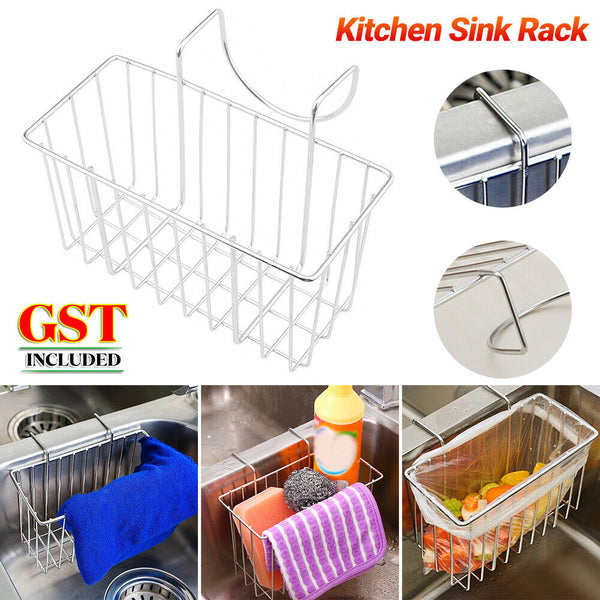 Kitchen Sink Caddy Tidy Storage Holder Rack Cleaning Organizer Stainless Steel