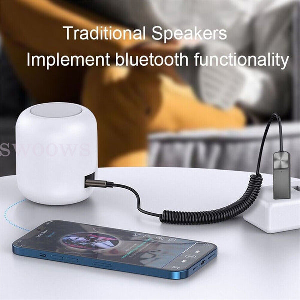 1/2pcs Car Wireless Bluetooth 5.1 Receiver Dongle AUX 3.5mm Music Adapter Cable