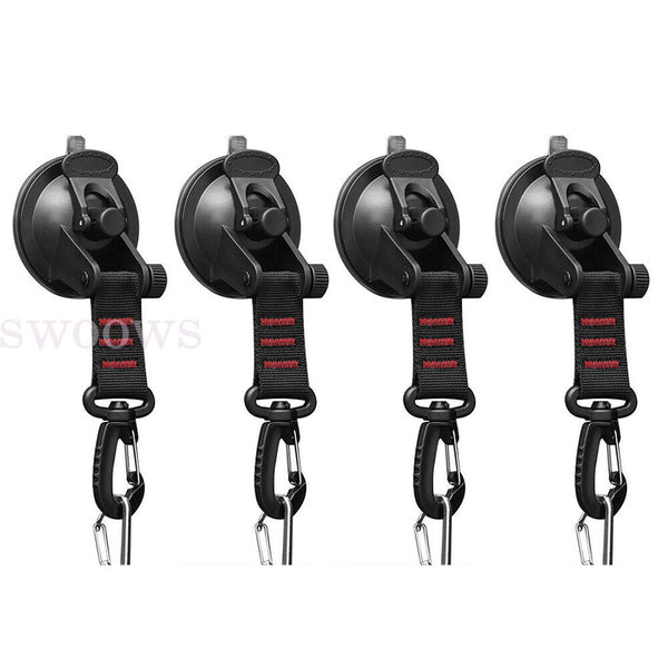 1-4PCS Heavy Duty Suction Cup Anchor Tie Downs w/Hooks Lock Car Awning Camping