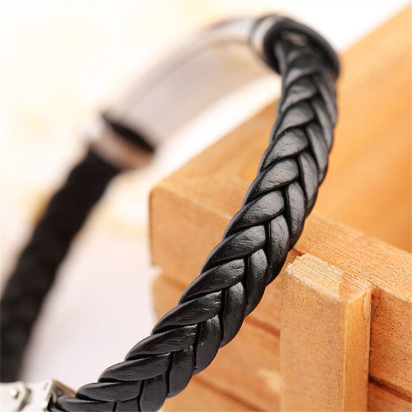 1/2x PU Leather Bracelet Gift for Dad Daddy Fathers Day Mens (without font)