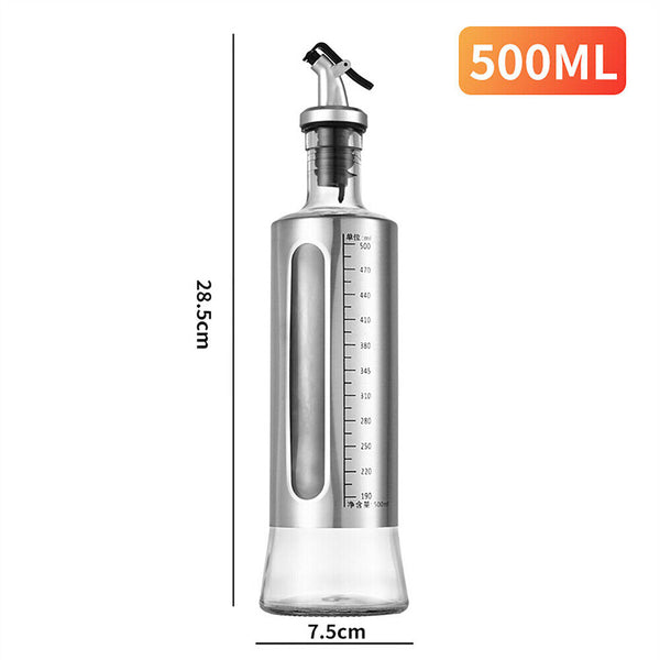 Glass Oil Dispenser Spout Olive Vinegar Pourer Stainless Steel Kitchen Bottle AU