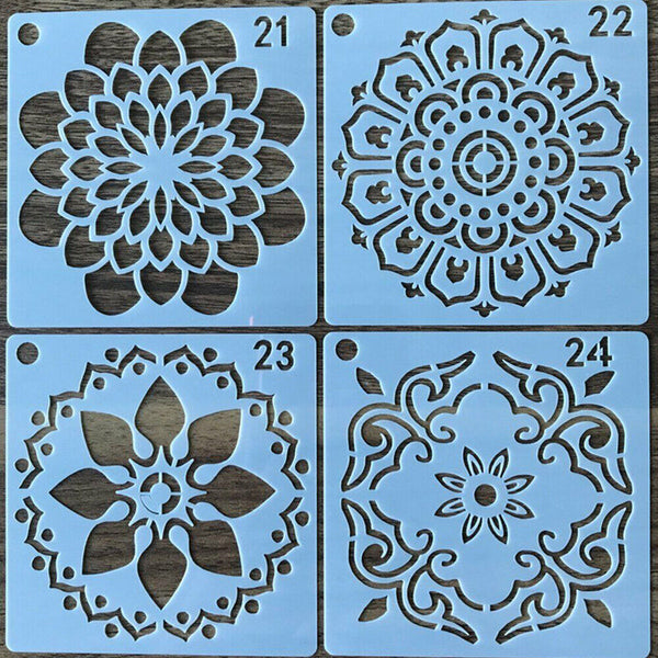 16/56x Mandala Painting Stencils Drawing Dot Templates For Floor Wall Decors