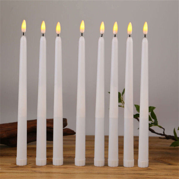 12x LED Flameless Taper Flickering Battery Operated Candle Light Wedding Party