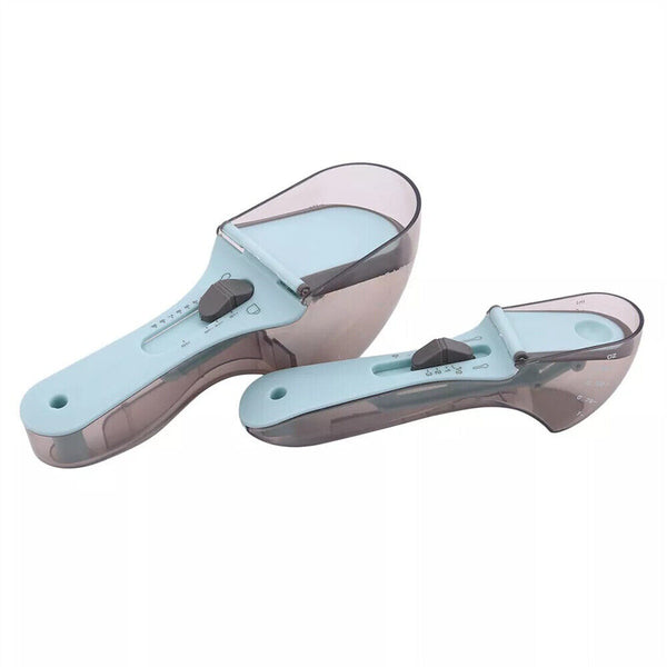 2pcs Baking Adjustable Plastic Scale Gauge Scoop Kitchen Measuring Spoons