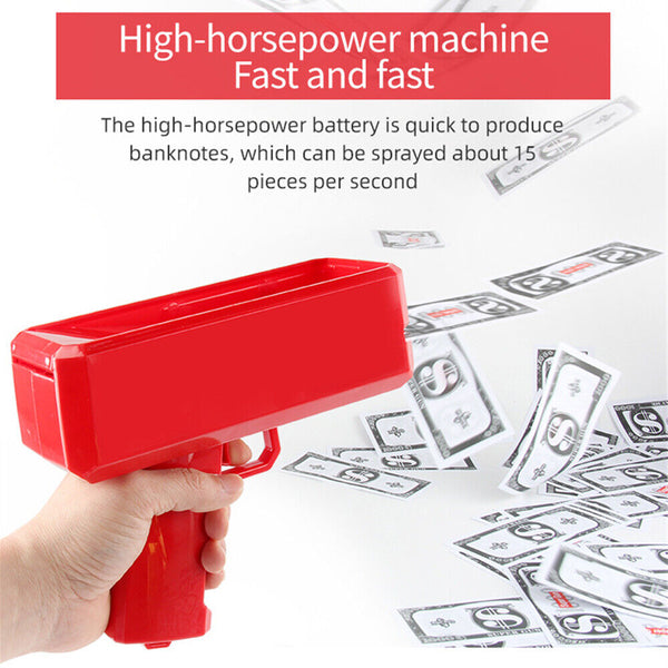 Multi-Coloured Money Shooter Spray Cash Toy Money Gun Prop 100pcs Bill Dispenser
