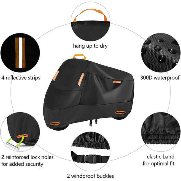 XXL Waterproof Motorcycle Motorbike Cover Outdoor Rain Dust UV Protector