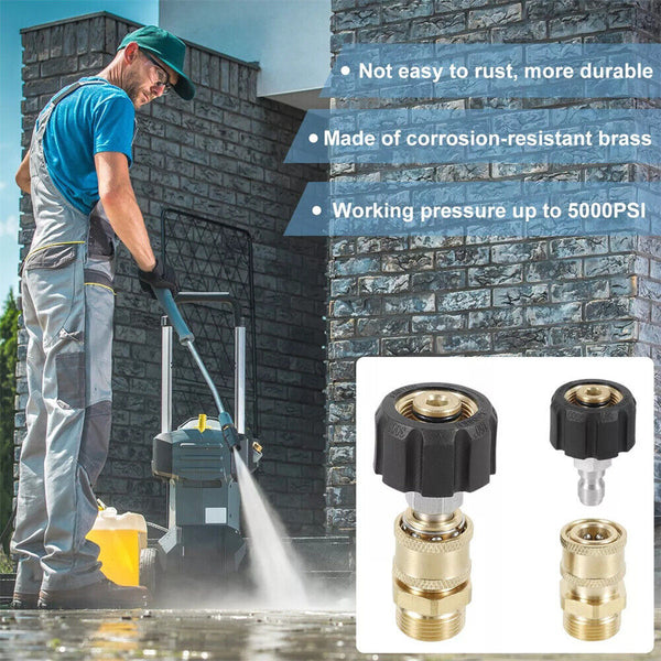 5000PSI M22-Swivel Pressure Washer Hose Adapter 3/8 Quick Connect Fittings