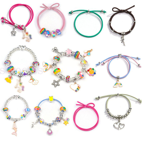 Beads Jewellery Charms Pendant Set DIY Craft Kids Girls Gift Bracelet Making Kit