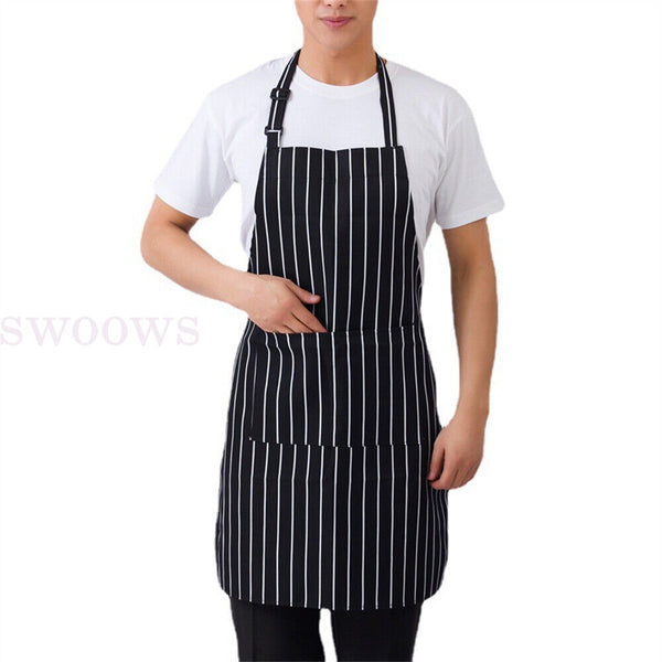 Plain Apron Bib Washable Pocket Butcher Waiter Chef Kitchen Cafe Cooking Craft