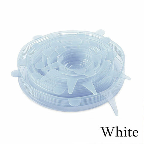 6/12X Stretch Reusable Silicone Bowl Wraps Food Saver Cover Seal Lids NSTA LIDS