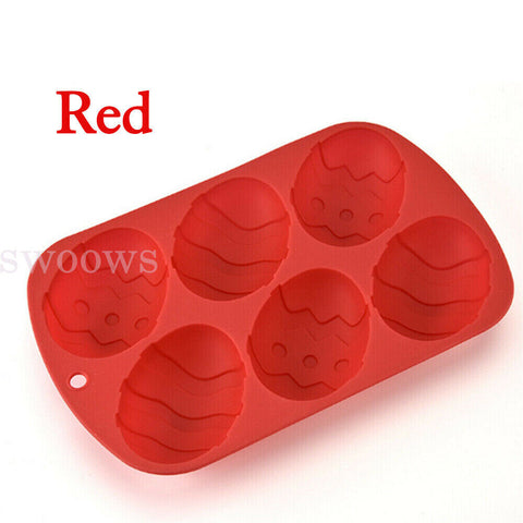 6 Cavity Silicone Eggs Shaped Mould 3D Easter Chocolate Baking Dessert Cake Mold