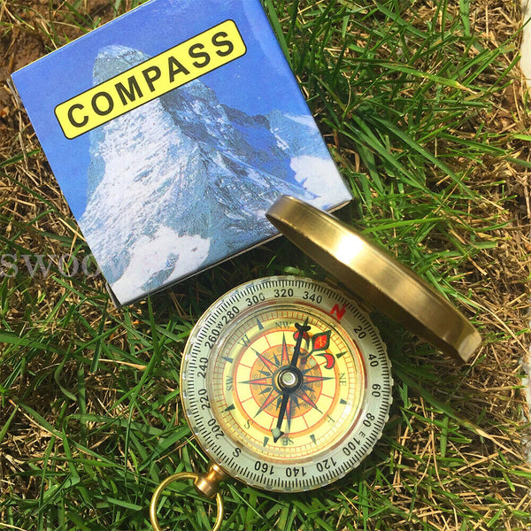 Portable Classic Brass Survival Pocket Camping Compass Outdoor Hiking Watch Map