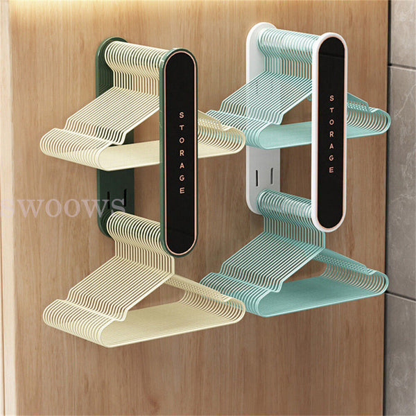 Wall Mount Clothes Hanger Foldable Organizer Retractable Drying Rack Hook Holder