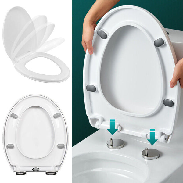 Thick Toilet Seat Soft Close Luxury White Heavy Duty Quick Release O Shape NEW