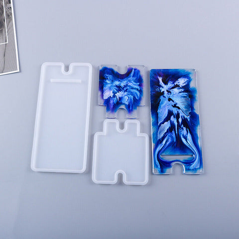 2x Silicone Mobile Phone Stand Mould Holder Casting Mold Resin Epoxy Craft DIY