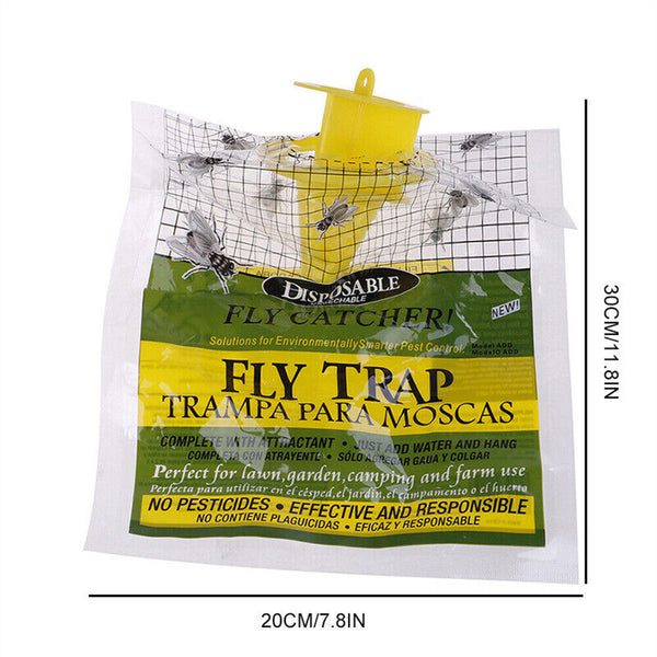 1-10x Fly Catching Bag Fast Results for Outdoor Disposable Fly Trap Pest-Control