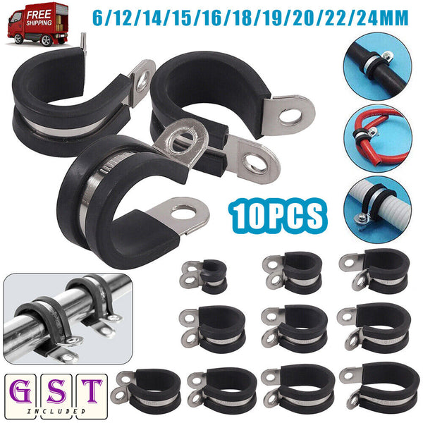 up100 P Clips Rubber Lined Cable Hose Pipe Clamps Holder Air Clip Clamp 6mm-24mm