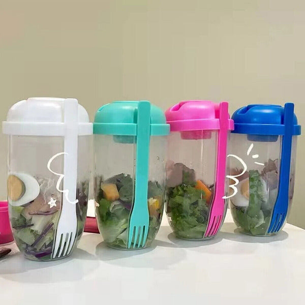 Portable Breakfast Oatmeal Cereal Nut Yogurt Salad Cup Container Set With Fork