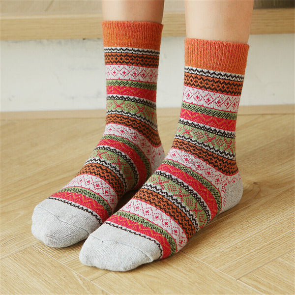 1-10 Pairs Thermal Socks Winter Nordic Wool Blends Cashmere Thick Warm Knitted