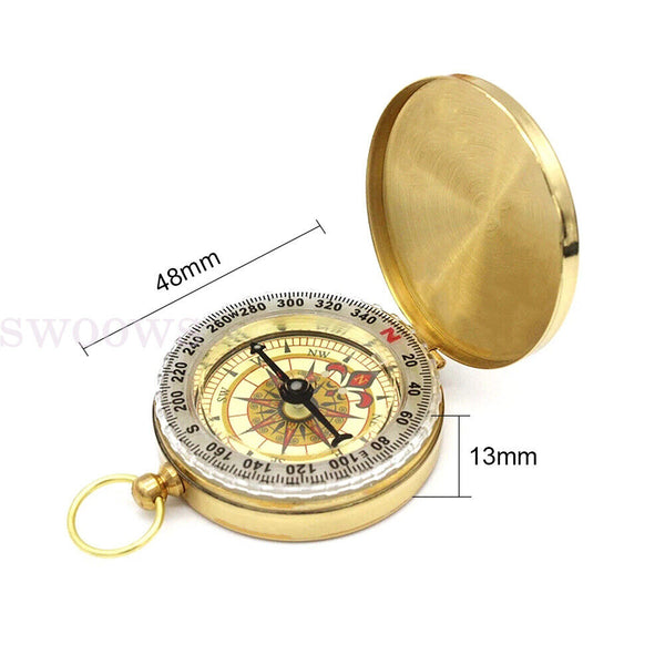 Portable Classic Brass Survival Pocket Camping Compass Outdoor Hiking Watch Map