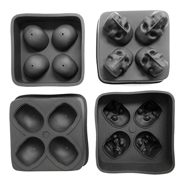 New Cool Ice Cube Tray Ball Maker Big Silicone Mold Sphere Whiskey Skull Mould