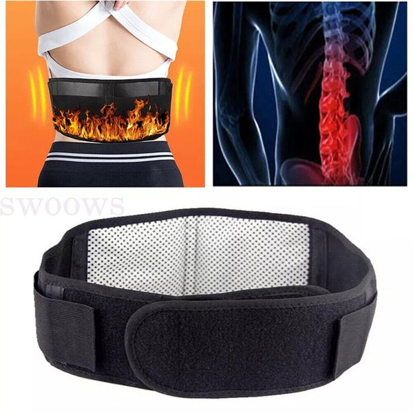 Self Heating Magnetic Back Support Lumbar Lower Waist Brace Belt Pain Relief AU