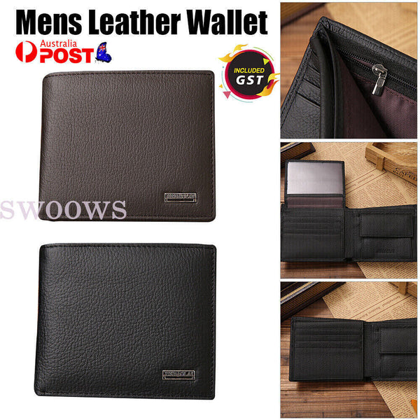 Genuine Mens Leather Wallet Cowhide Coin Purse Wallet Multiple Card Slots NEW