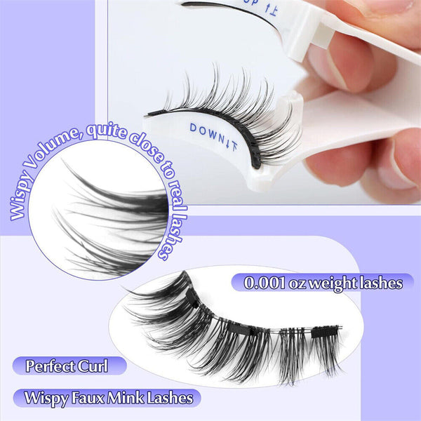 Reusable Natural Magnetic Eyelashes with Applicator No Glue Needed Lashes Kit AU