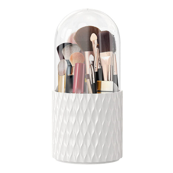 360° Rotating Makeup Brush Holder W/ Lid Makeup Organizer Cosmetic Storage Case