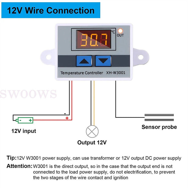 Digital LED Temperature Controller Thermostat Control Switch W/ Waterproof Probe