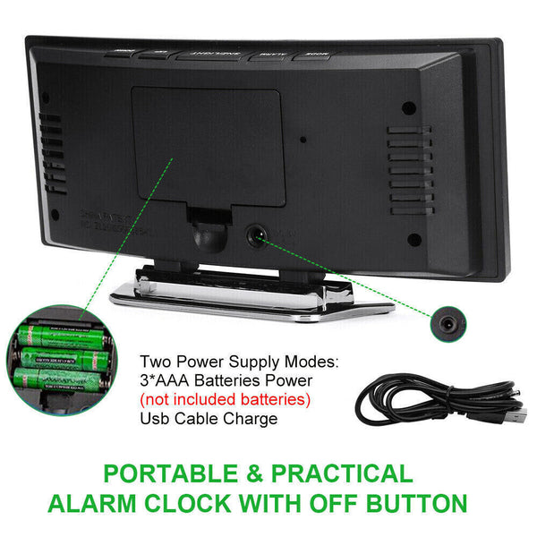 Bedside Digital Clock LED Display Desk Table Time Temperature Alarm Modern Decor