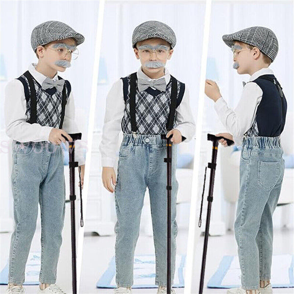 Boys Grandpa Little Old Man Costume Child Kids Cosplay Party 100 Days Of School