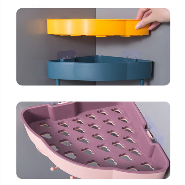 Caddy Rack Kitchen Corner Basket Wall Storage Shower Suction Shelf Bathroom NEW