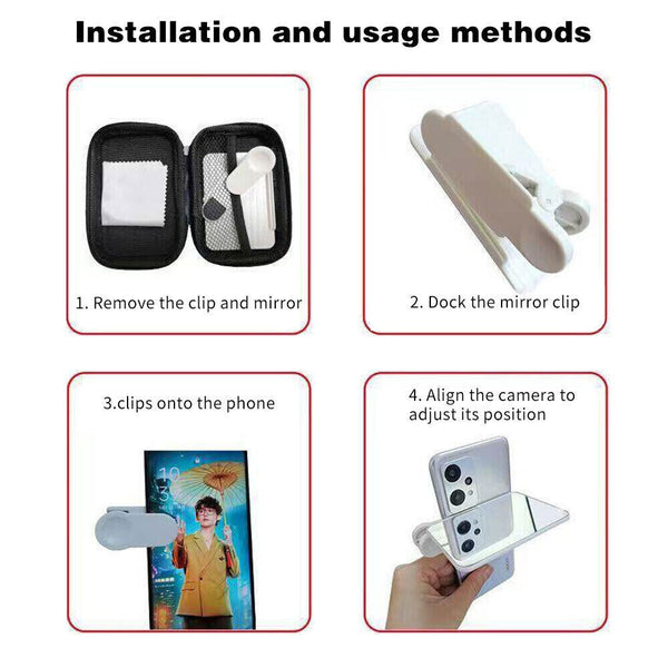 Smartphone Camera Mirror Reflection Clip Kit Selfie Sky Set for Phone Shooting