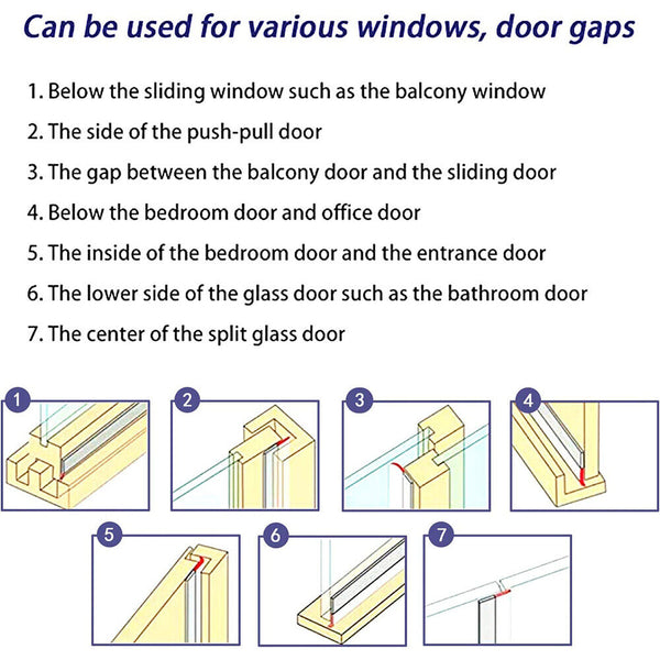 UP5x  Door Draft Stopper Seal Under Bottom Strip Self Adhesive Weather StripTape