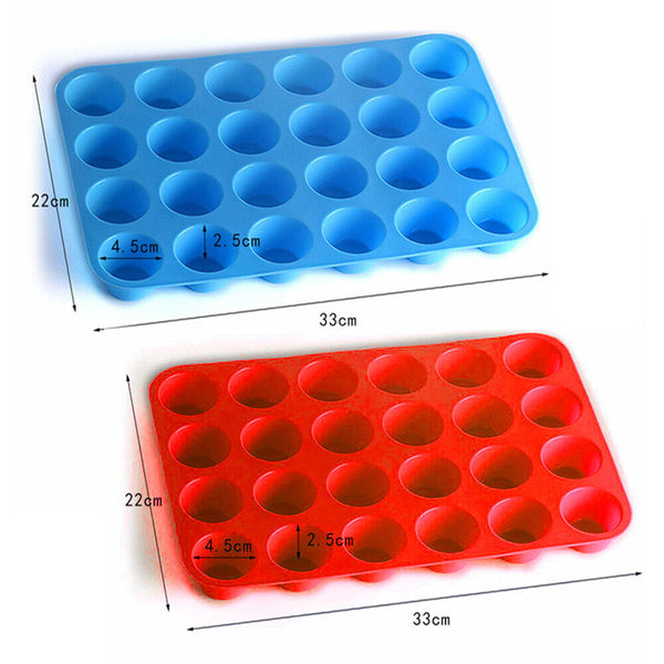 1-2x Pan Tray Silicone Mould 24 Cavity Mini Cupcake Cookie Baking Mold MuffinCup