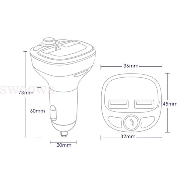 CAR PHONE CHARGER BLUETOOTH TRANSMITTER FM RADIO IPHONE ANDROID WIRELESS ADAPTER