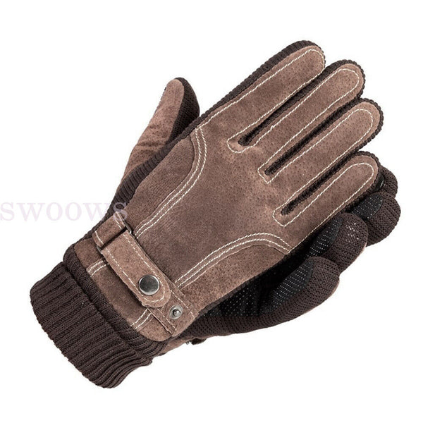 Winter Warm Men Thick Leather Gloves Driving Gloves Touch Screen Mitten Thermal