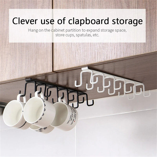 Double Hook Under Shelf Kitchen Cabinet Hanger Organiser Mug Cup Rack Holder NEW