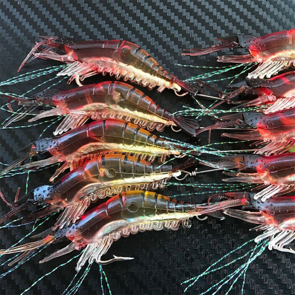 up20 Soft Plastic Fishing Lures Tackle Prawn Shrimp Flathead Bream Cod Bass Glow