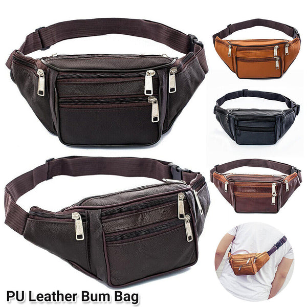 1/2x Bum Bag Leather Fanny Pack Festival Money Pouch Travel Waist Belt Wallet