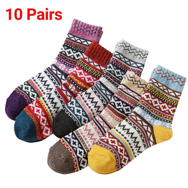 1-10 Pairs Thermal Socks Winter Nordic Wool Blends Cashmere Thick Warm Knitted