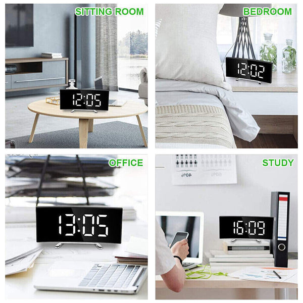 Bedside Digital Clock LED Display Desk Table Time Temperature Alarm Modern Decor
