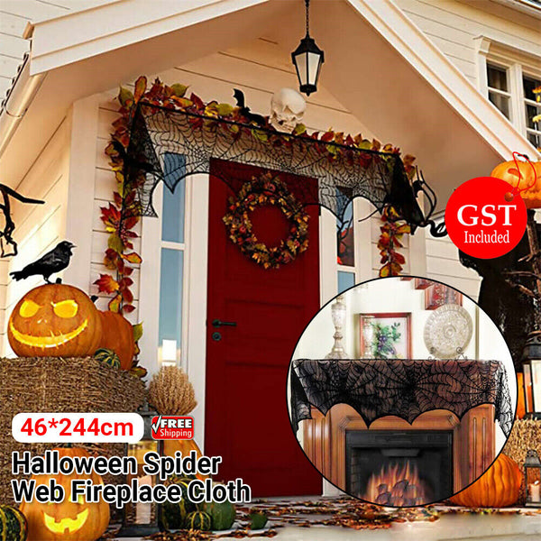 Halloween Table Cloth Fireplace Party Window Spider Web Cobweb Decoration