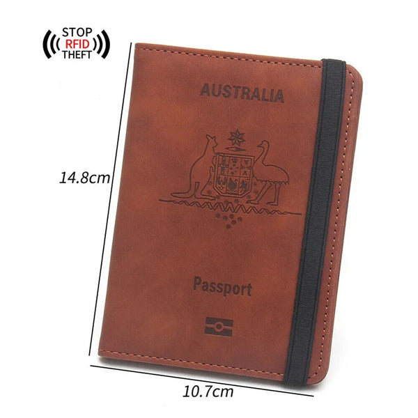 Slim Leather Travel Passport Pen Wallet Holder RFID Blocking ID Card Case Cover