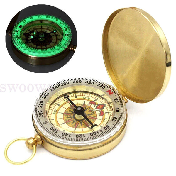 Portable Classic Brass Survival Pocket Camping Compass Outdoor Hiking Watch Map