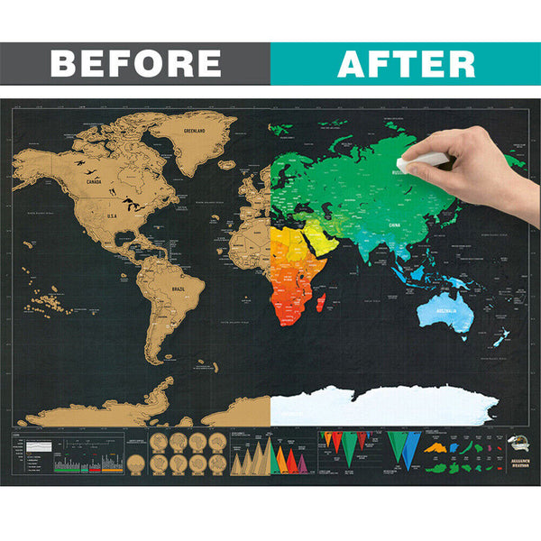 New Deluxe Large Scratch Off Map Personalised World Map Travel Atlas Travel Gift